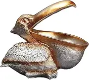 Bowl for Keys Candy Dish 8.9x4.9x8.1 Inch Pelican Statue Resin Key Bowl with Large Mouth, Decorative Bowl for Keys for Coffee Tables, Bookshelves or Ledges