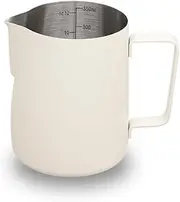 [watchget] Stainless Steel Milk Frothing Pitcher 12oz/350ml - Espresso Steaming Pitcher for Cappuccino, Latte Art, Coffee Machine Accessories Milk Jug Coffee Frother Cup, White