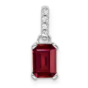 14k White Gold 1/20 Ct. Lab Grown Diamond VS/SI+ G+ and Lab Created Ruby Pendant