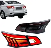 LED Tail Lights Compatible With Nissan Sentra 2013-2019 B17 Sylphy Nismo ，Start-up Animation Sequential Signal Black Rear Lamps Assembly