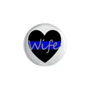 1.25 " Pin back Button Keyring Badge Reel Cover Police Thin Blue Line Heart Wife