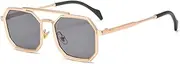 [YDFSZD] Double Bridges Square Women Sunglasses Metal Frame Mirror Shades UV400 Men Sun Glasses