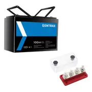 12V 100Ah Lithium Battery + Bus Bar M8 Power Distribution Terminal Block (6 GANG 300A Black)