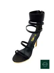 Women's Dark Brown Gladiator Ankle Strap Design High Heel Shoes- Size 6