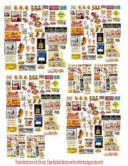 1:32 1:43 1:64 VINTAGE HOTDOG SIGN 1 DECALS FOR DIECAST & DIORAMAS