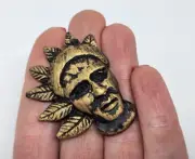 10 pcs Gold Resin Inca Chief Tribal Head Cabochons Charms Crafts Jewelry Making