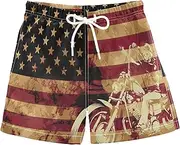 [Joisal] USA and American Flag Swimming Short Quick Dry Shorts Kids Boys 2-12 Years Old