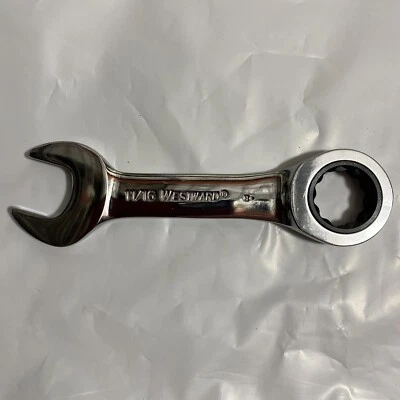 WESTWARD STUBBY Ratcheting Wrench Full Polish 11/16 Head Size 5 Overall Length