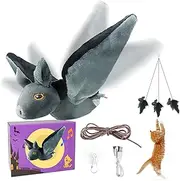 Cat Toys, Flapping Wings Cute Bat, No Flying, Chirping Bird Interactive Catnip Toy for Kitten or Small Dogs, Touch Activated, Rechargeable