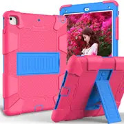 Catzon Silicone+PC Case 3-Layer Anti-fall Protective Cover Tablet Stand For iPad 5/6 2017/2018 iPad Pro 9.7 inch-2hotpink blue