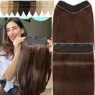 One Piece Clip in Human 100% Remy Hair Extensions 3/4 Full Head Thick Weft Brown