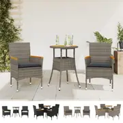 Garden Dining Set with Cushions Bistro Set Black Poly Rattan and Acacia vidaXL