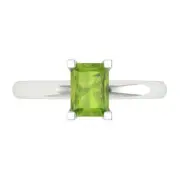 1 Emerald Designer Statement Bridal Natural Peridot Ring Real 14k White Gold