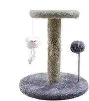 Cat Tree Tower, Large Multi Scratching Post, Interactive Pet Activity Tree with Feather, Spring Ball, Tilt Proof Design, Play Structure for Kittens and Large Cats, 10.24x10.24x11.02 inches