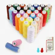 Rainbow Stitch Kit: 30-Color Polyester Sewing Threads with Needle Threaders & 16