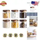 Stackable Clear Glass Food Containers - 17oz Airtight Jars with Bamboo Lids