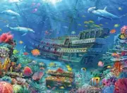 Jigsaw puzzle Animal Dolphin Sunken Ship Underwater Discovery 200 piece NEW