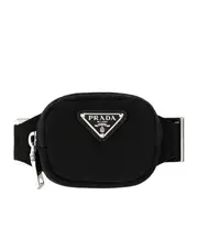 Prada Triangle-Logo Zipped Key Tag One size black