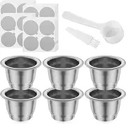 Stainless Steel Coffee Capsule Set for Essenza Mini C30, Reusable Coffee Pod, Coffee Refillable Capsule with 100 Foil Lids, Coffee Cups Espresso Pods for Coffee