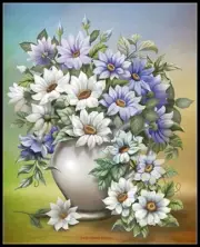 Chart Needlework Crafts - Counted Cross Stitch Patterns - Daisies in Vase