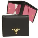 近全新 PRADA 短夾 SAFFIANO皮革 粉紅色 黑色 日本直送 二手