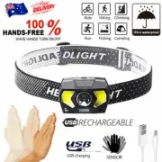 Head Torch LED Headlight COB Camping Headlamp USB Rechargeable Flashlight Lamp