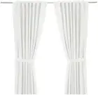 2 Panel White Curtain Set Rod Pocket Tie Back Pleated 57 x 98 Inch 100% Cotton