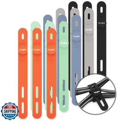 Ringke Silicone Cable Ties [Reusable Cable Management] Flexible Cord Organize