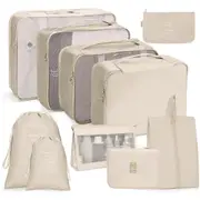 10Pcs Packing Cubes Travel Pouches Luggage Organizer Clothes Suitcase Storage Bag