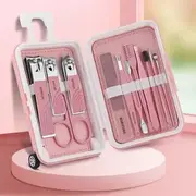 gracienorm - Set of 12: Stainless Steel Manicure Kit + Nail File + Nose Hair Cutter + Earpick + Tweezers + Blackhead Remover (Various Designs) Set Of 12 - Matcha Green - One Size