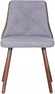 [Major-Q] Usp90c100 31" H Contemporary Modern Style Walnut Plywood and Grey Fabric Tufted Back Accent Chair with Solid Splayed Wooden Legs