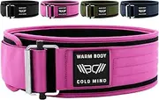 WARM BODY COLD MIND 4" Self Locking Weight Lifting Belt - Approved for Olympic Weightlifting, Waist/Back Support for Men Women, Powerlifting Gym Deadlift Bodybuilding Crossfit Training Squat