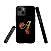 For Apple iPhone 13 mini Case, Armour Back Cover, Embellished Letter A
