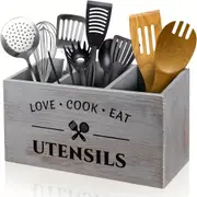 Wooden Tableware Storage Box with Grids for Kitchen