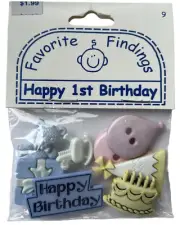 Buttons HAPPY 1st BIRTHDAY Assorted Pack Favorite Findings Blumenthal Lansing