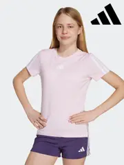 adidas Pink Training Essentials 3-Stripes T-Shirt Kids (AR8292) | $30