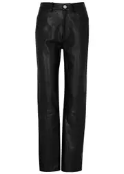 Khaite Danielle Straight-leg Leather Trousers - Black - 10 10