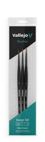 Vallejo Hobby Brushes: Detail Design Set - Synthetic fibers (Sizes 0, 1 & 2)