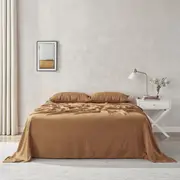 Natural Home Flax Linen Sheet Set Rust (Single, King Single, Double, Queen, King, Super King)