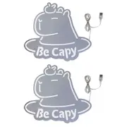 2PK Art + Tech LED Mirror Wall Light Capybara Animal Home Decoration 28.5x3cm