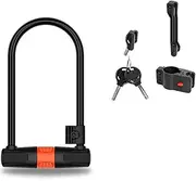 Bike U Lock, Heavy Duty Combination Bicycle u Lock Shackle Security Cable with Sturdy Mounting Bracket and Key Anti Theft Bicycle Secure Locks (Color : BlackB, Size : 30CM-15CM) Little Surprise