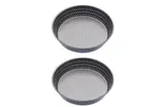 2x Mastercraft Crusty Bake 24cm Non-Stick Deep Pie Tin Baking Mould Tray Black