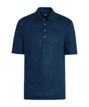 Zegna Oasi Lino Short-Sleeved Polo Shirt IT52,IT56,IT54 navy blue