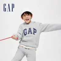 在飛比找momo購物網優惠-【GAP】男童裝 Logo帽T-灰色(400075)