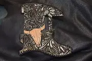 Leather pickguard Telecaster Custom Hand Tooled "OUTLAW cow skull " laced