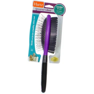 2 Pack Hartz Groomer's Best Combo Dog Brush
