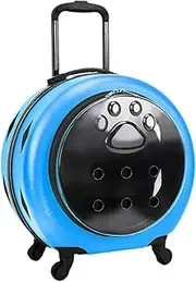Pet Crate with Wheels Pet Rolling Carrier Dog Trolleys on Wheels Space Capsule Cat Travel Bag for Travel, Blue