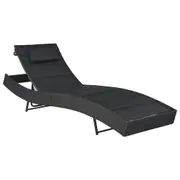 Sun Lounger Poly Rattan and Textilene Black vidaXL