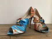 Women's blue & orange satin Wittner shoes - Size 39 - Brand new with box