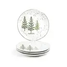 Grace Teaware Winter Pine Trees Organic Shape 7.5" Dessert Plates Set of 4